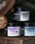 Three Magnesium Rescue body butter formulations and winner of the editor's choice award at the Mama and baby awards