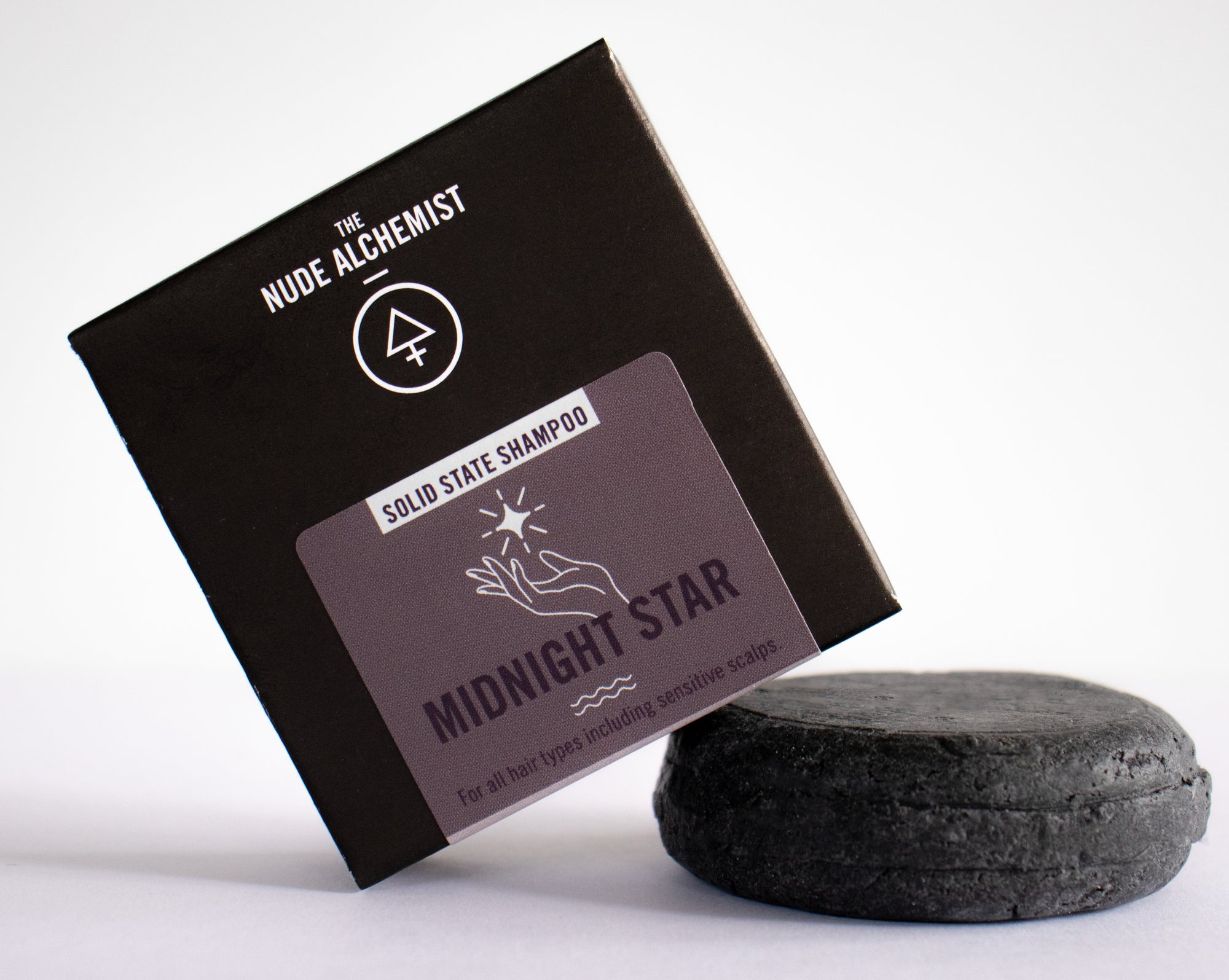 midnight star solid shampoo bar and box